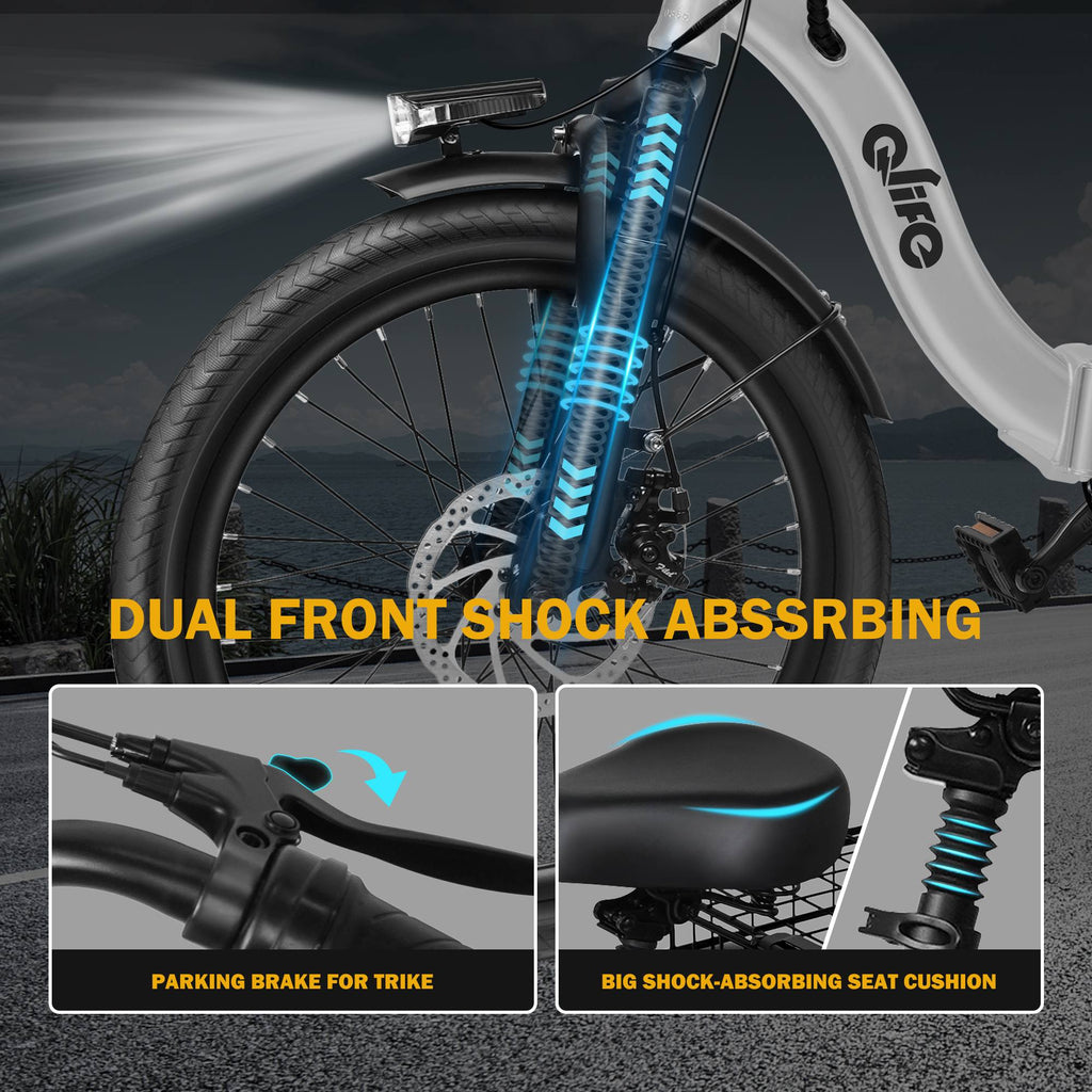 Qlife Triker Folding 3 Wheel Pedal-Assist Electric Cargo Tricycle Bike