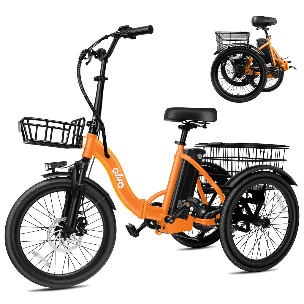 Qlife Triker Folding 3 Wheel Pedal-Assist Electric Cargo Tricycle Bike