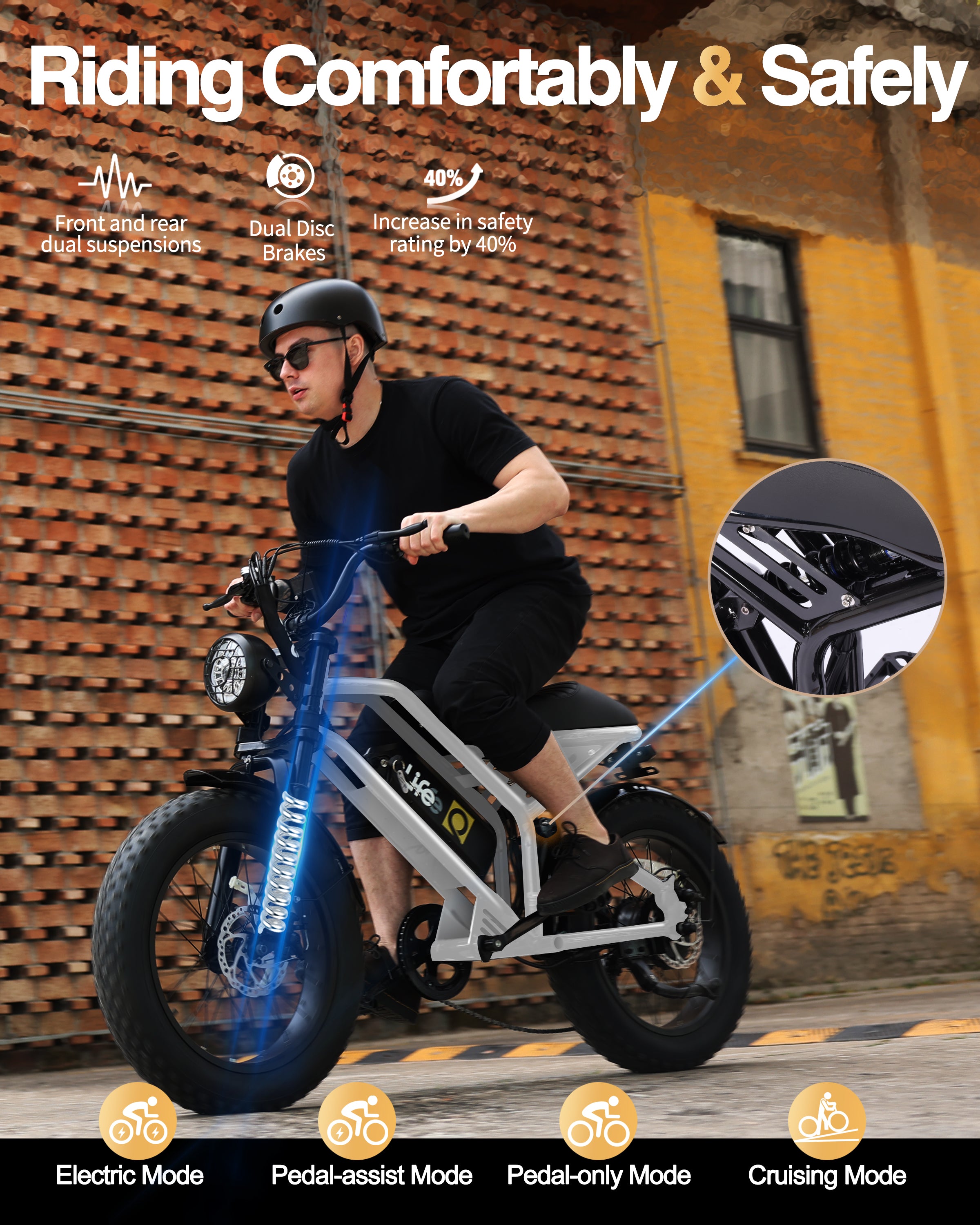 Qlife Spark Fast Full Suspension Electric Fat Tire Dirt Mountain Electric Bike