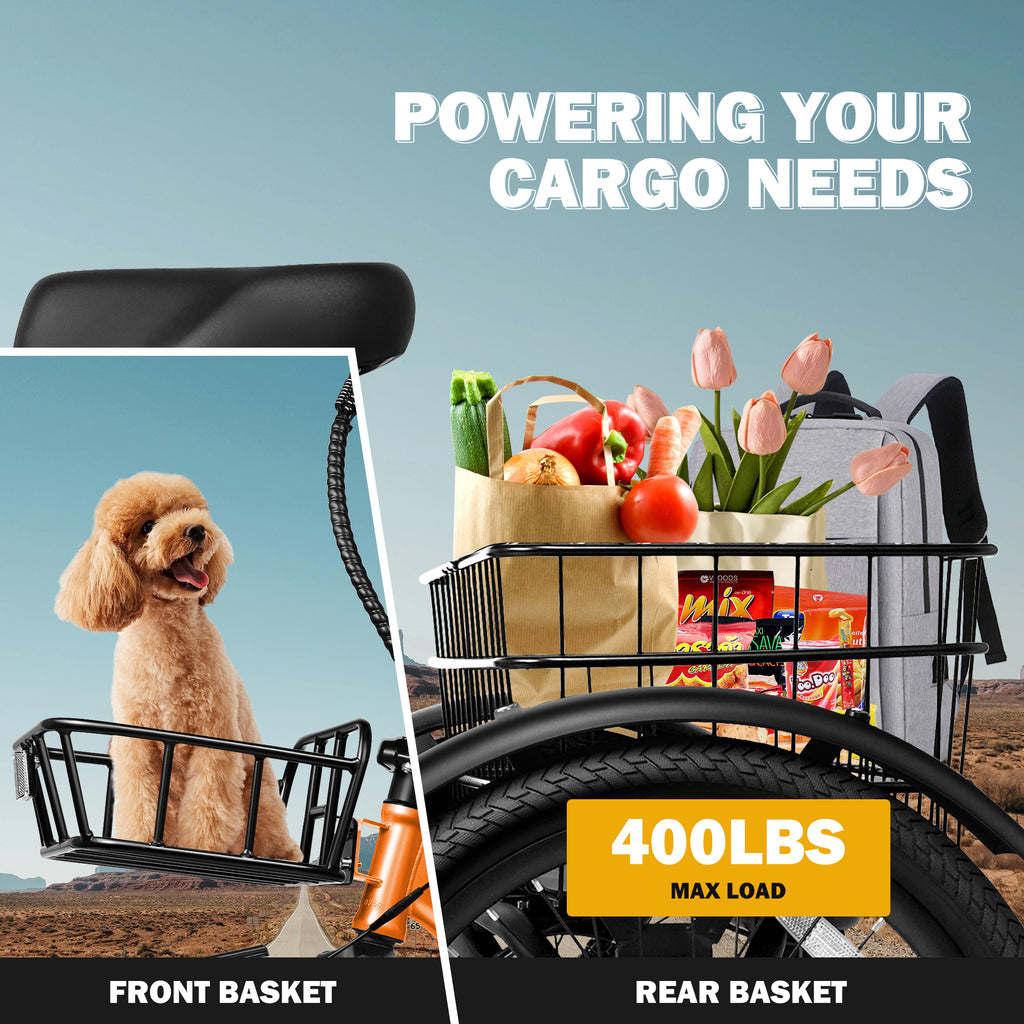 Qlife Triker Folding 3 Wheel Pedal-Assist Electric Cargo Tricycle Bike