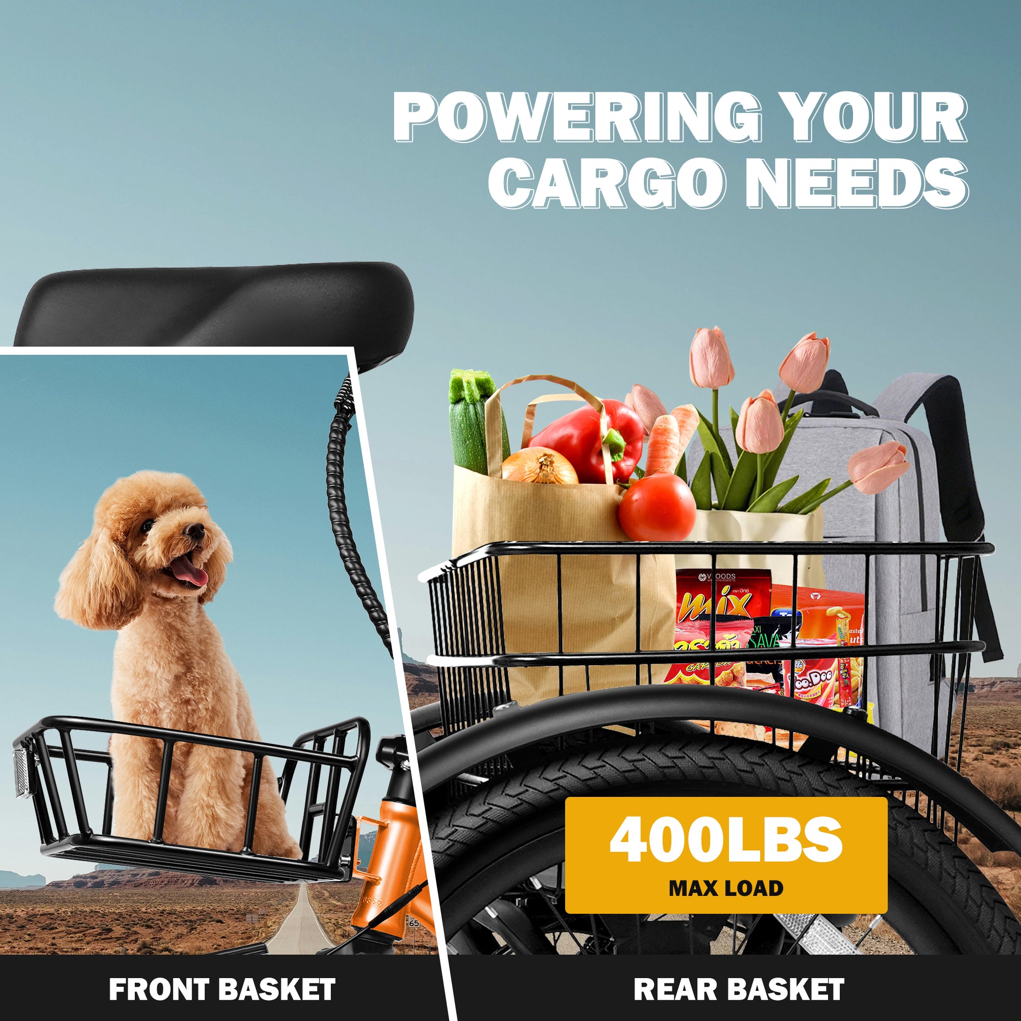 Qlife Triker Folding 3 Wheel Pedal-Assist Electric Cargo Tricycle Bike