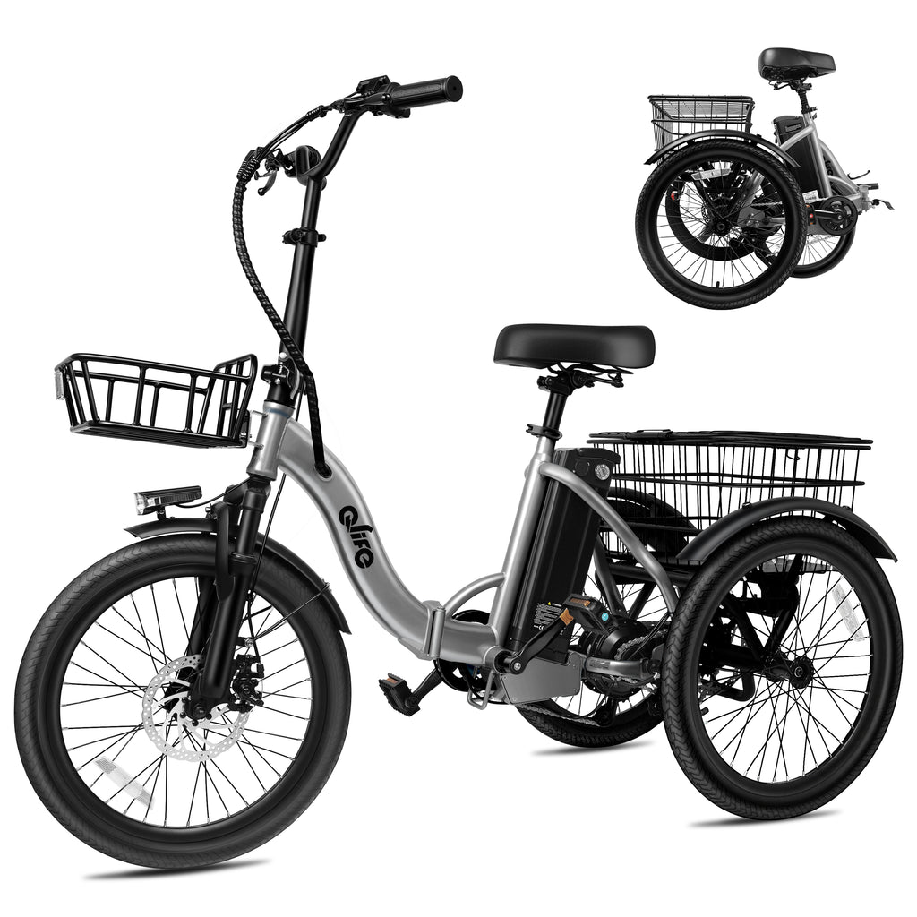 Qlife Triker Folding 3 Wheel Pedal-Assist Electric Cargo Tricycle Bike