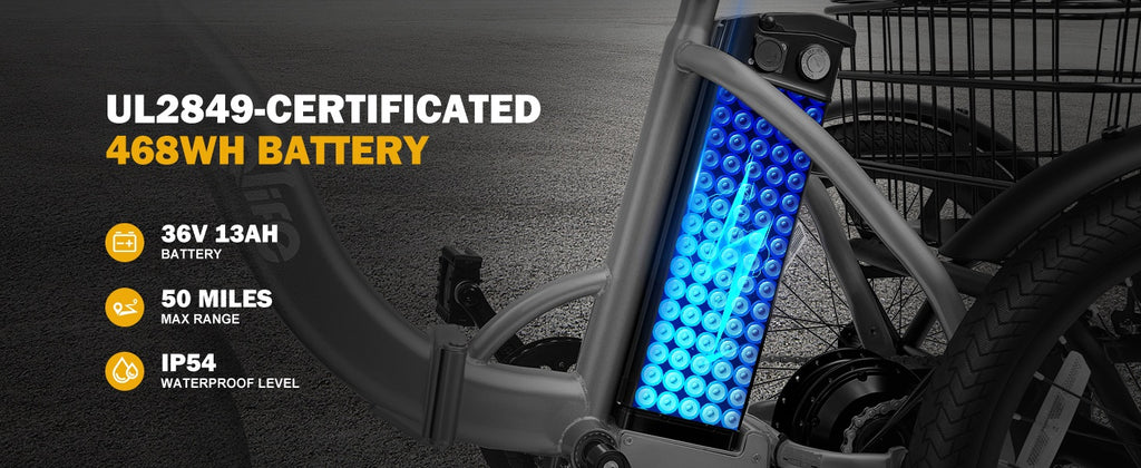 Qlife Triker Folding 3 Wheel Pedal-Assist Electric Cargo Tricycle Bike