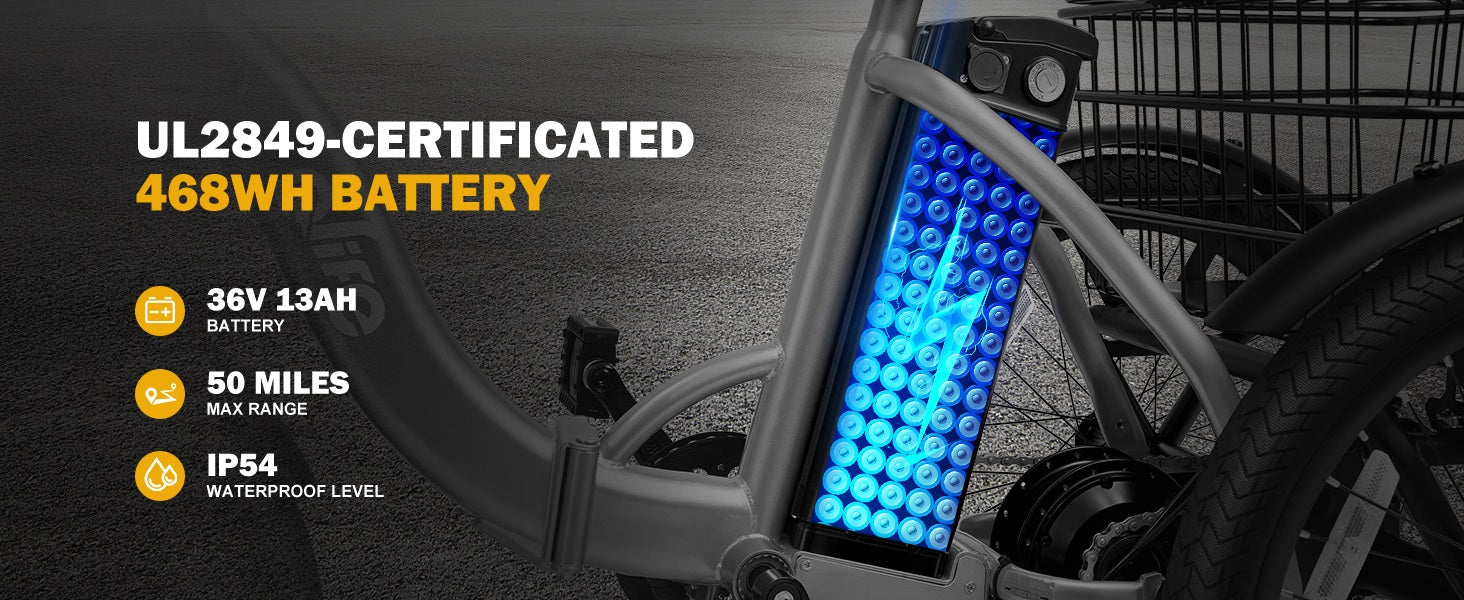 Qlife Triker Folding 3 Wheel Pedal-Assist Electric Cargo Tricycle Bike