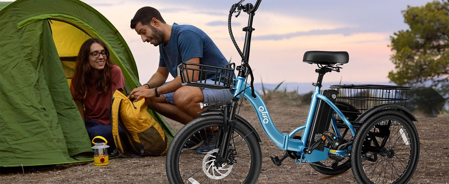 Qlife Triker Folding 3 Wheel Pedal-Assist Electric Cargo Tricycle Bike