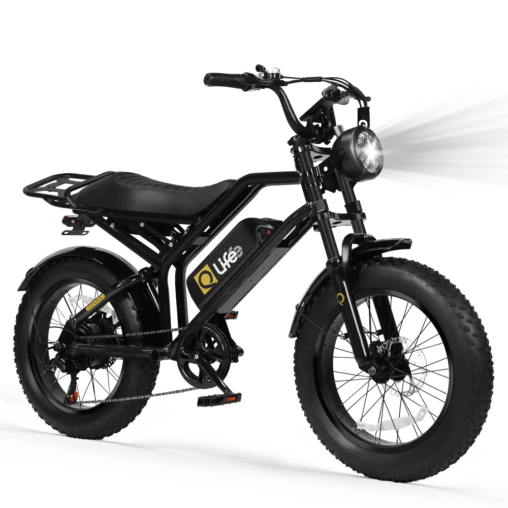 Qlife Spark Fast Full Suspension Electric Fat Tire Dirt Mountain Electric Bike - E - Lite Ride