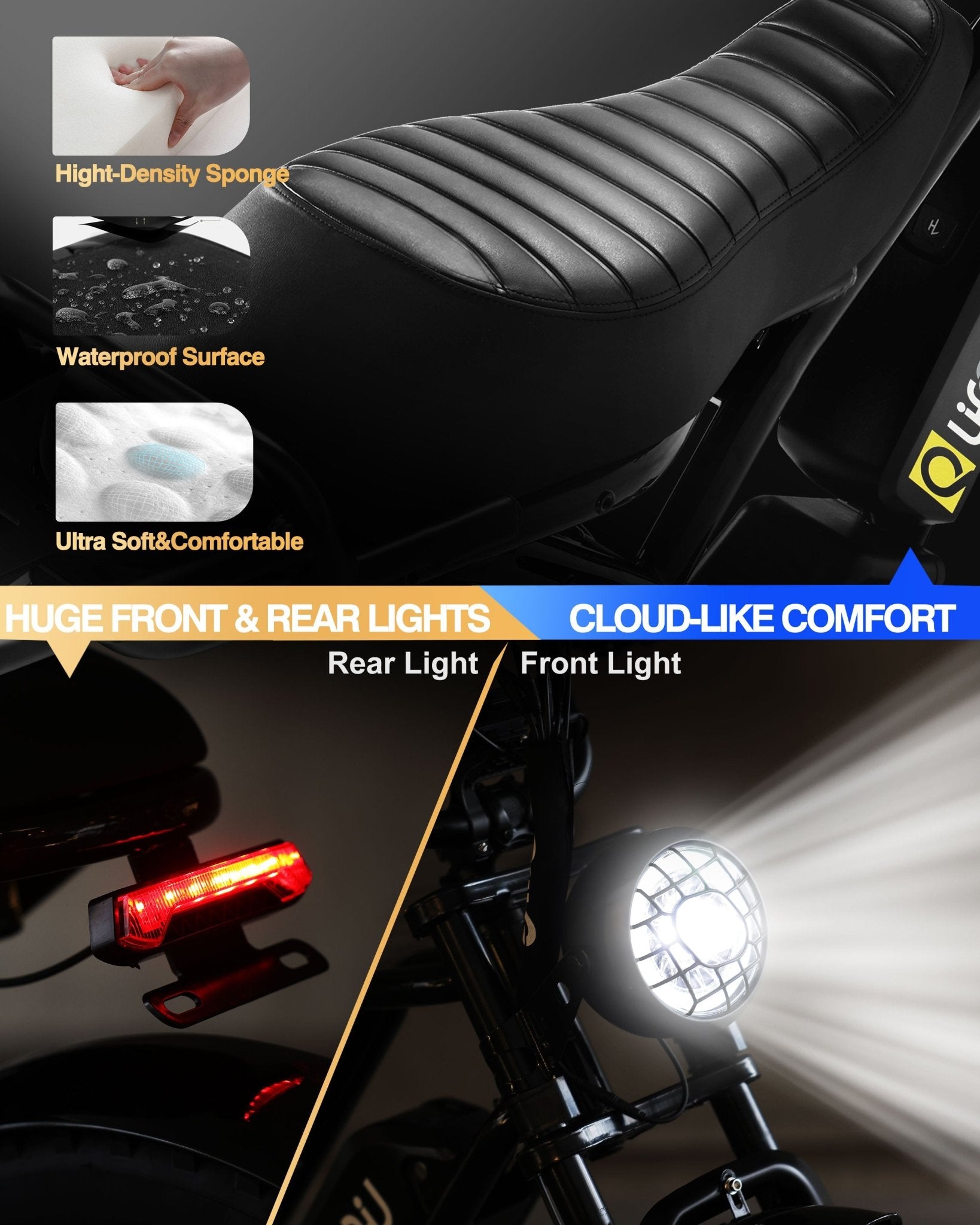 Qlife Spark Fast Full Suspension Electric Fat Tire Dirt Mountain Electric Bike - E - Lite Ride