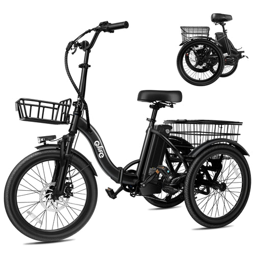 Qlife Triker Folding 3 Wheel Pedal - Assist Electric Cargo Tricycle Bike - E - Lite Ride