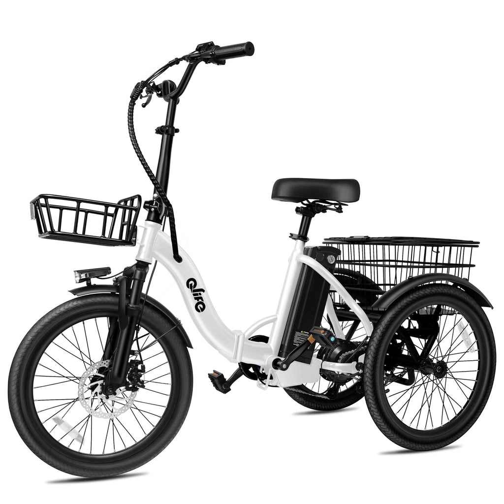 Qlife Triker Folding 3 Wheel Pedal - Assist Electric Cargo Tricycle Bike - E - Lite Ride