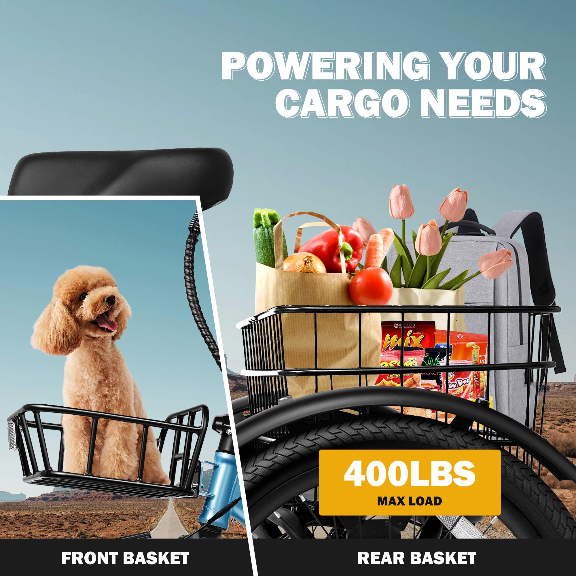 Qlife Triker Folding 3 Wheel Pedal - Assist Electric Cargo Tricycle Bike - E - Lite Ride